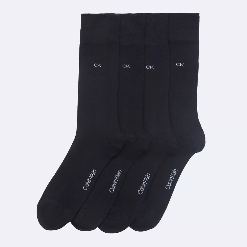 4 pair Calvin Klein flat knit, combed cotton Crew Socks